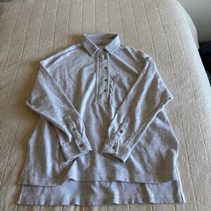 Aerie Light Gray Long-Sleeve Scoop Neck Pullover